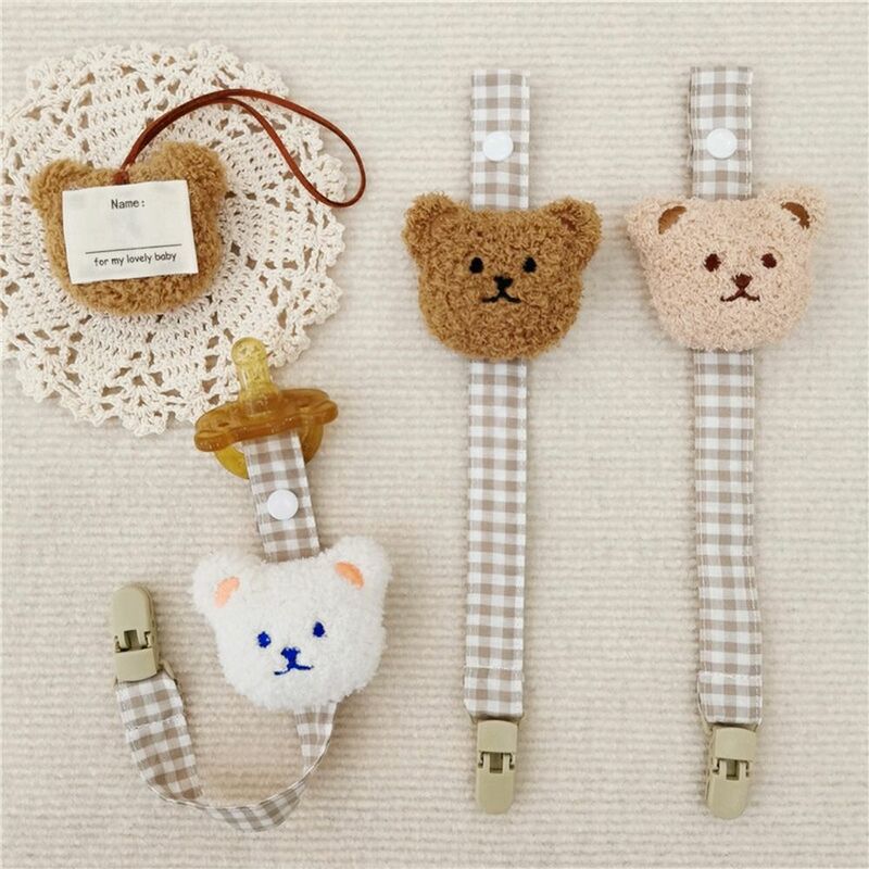 Infant Nursing Supplies Plush Bear Soother Holder Non-slip Molar Chain Nipple Holder Baby Pacifier Chain Pacifier Clips Chains