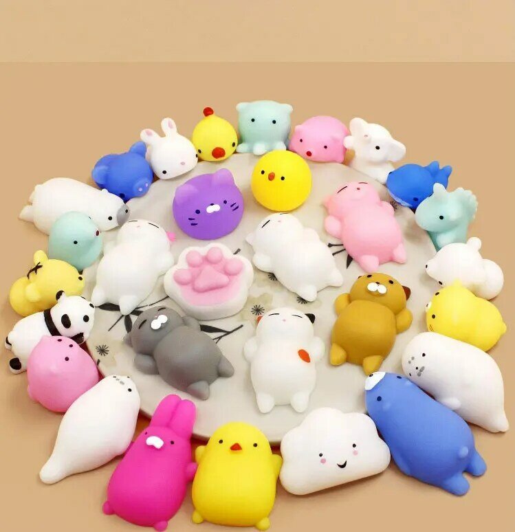 60-1PCS Kawaii Squishies Mochi Anima Squishy Toys For Kids Antistress Ball Squeeze Party Favors Stress Relief Toys For Birthday