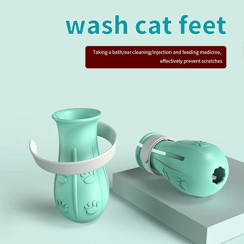Nova multi-purpose gato pé lavar capa anti-risco sapatos manicure conjunto para pet chuveiro gato garra pata capa protetor gato suprimentos