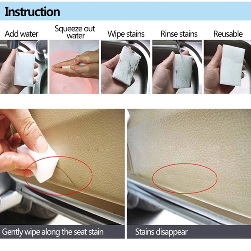 White Leather Wipe Sponge Melamine Foam Stain Remover Car Wash Cleaning For Cleaning Tea Cups Floor Surfaces Cleaning Sponge