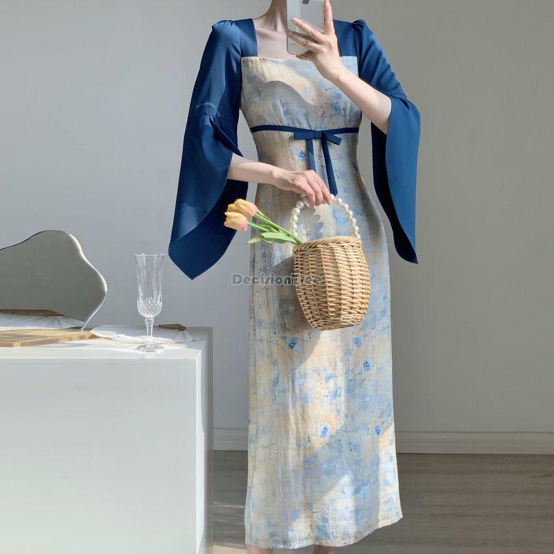 2023 new improved fashion chinese ancient style dress suit elegant casual spring summer slim women daily fairy hanfu dress