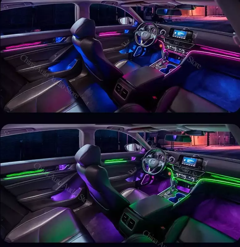 Iluminación Interior de neón para coche, luces decorativas de Ambiente, Panel de puerta, para Honda Civic 11th INTEG 2022, 64 colores