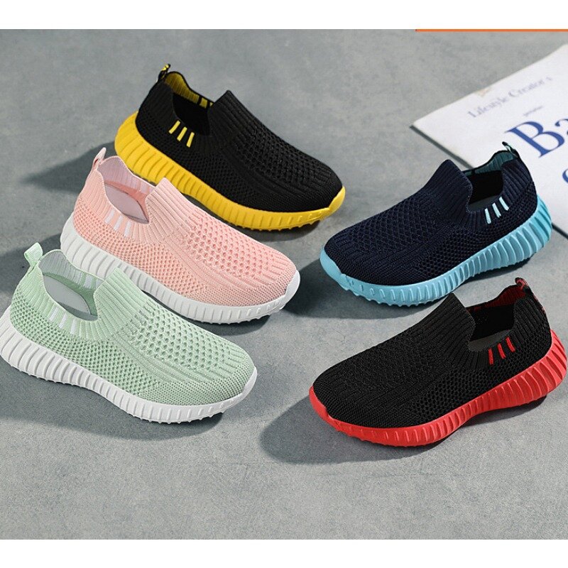 Children's Sports Shoes Boys' Shoes 2024 Summer New Men's Breathable Running Shoes Mesh White