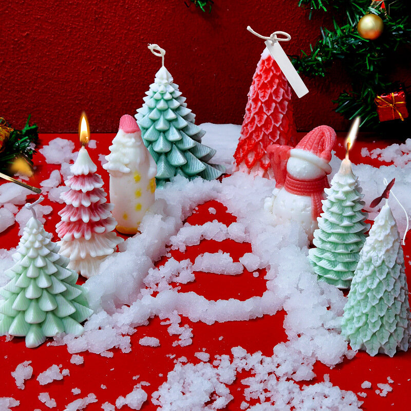 Topi Pohon Natal Santa Klaus Cetakan Lilin Silikon DIY Pembuat Lilin Manusia Salju Cetakan Sabun Resin Hadiah Natal Kerajinan Dekorasi Rumah