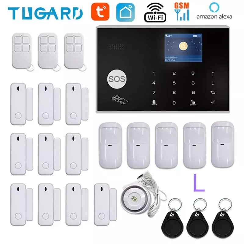 Tuya Smart Life APP With Motion Sensor Detector Compatible With Alexa & Google Wireless WIFI GSM Home Security Alarm System