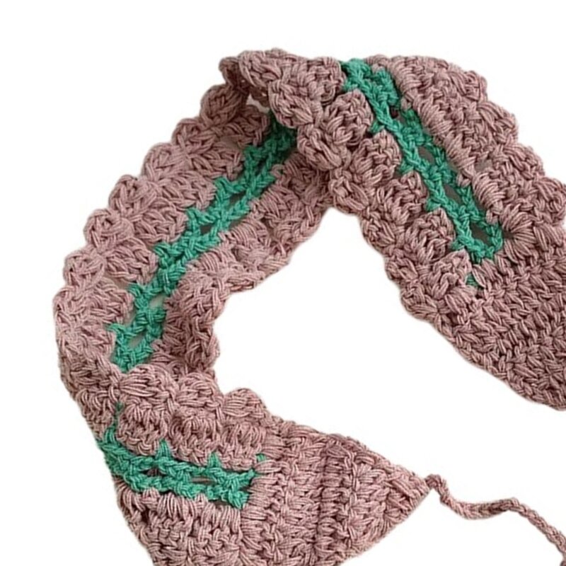 女性かぎ針編みヘアバンドラップ Headwraps 精巧なヘッドスカーフコントラストカラードロップシッピング