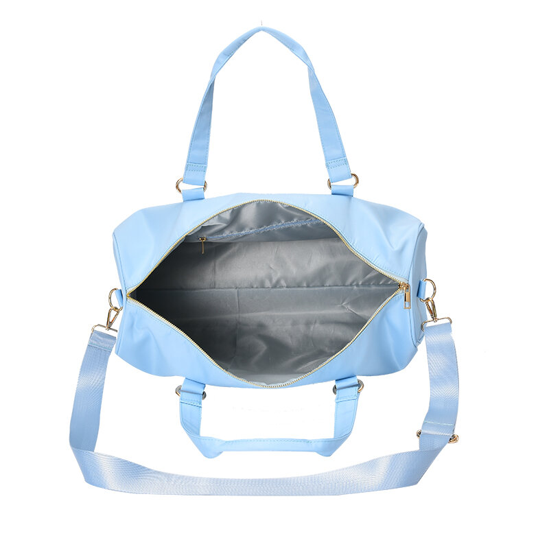 Bolso de mano Unisex con parche de letras personalizado, bolsa de equipaje de nailon impermeable para Yoga y Fitness, bolsa de viaje al aire libre de gran capacidad