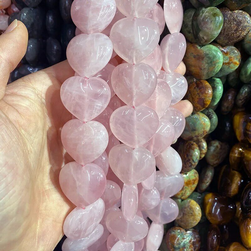 Z kamienia naturalnego w kształcie serca luźne koraliki kryształowe półfabrykaty sznurki do wyrobu biżuterii DIY bransoletka akcesoria naszyjnikowe
