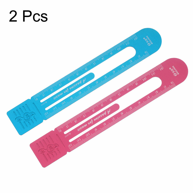 2Pc Creative Straight Ruler 12cm Metric Bookmark Clip Ruler Design Metal Aluminum Alloy Scale on Both Sides Measuring Scale Tool