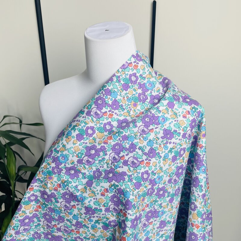 Tela de algodón Betsy Floral liberty para niños, tela de costura para bebés, vestidos, falda, diseñador hecho a mano, medidor de Patchwork, 60S