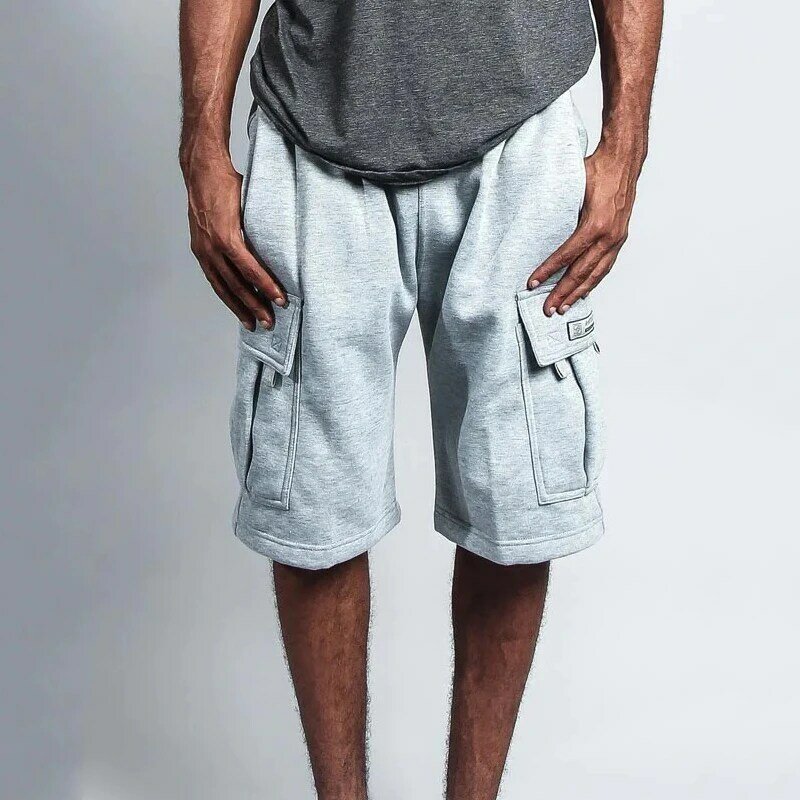 Estilo americano hip-hop estilo solto algodão multi-bolso calções masculinos moda roupas masculinas esportes fitness cinco pontos pant