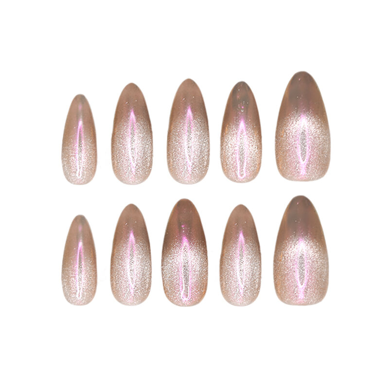 Handmake Press On Nails unghie finte decorate con mandorle unghie finte estetiche primaverili acriliche corte rosa medio