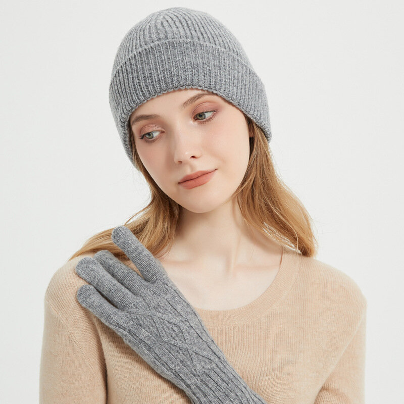 Cappello guanti Set donna inverno berretto lana maglia autunno caldo accessorio sci per sport all'aria aperta escursionismo lusso