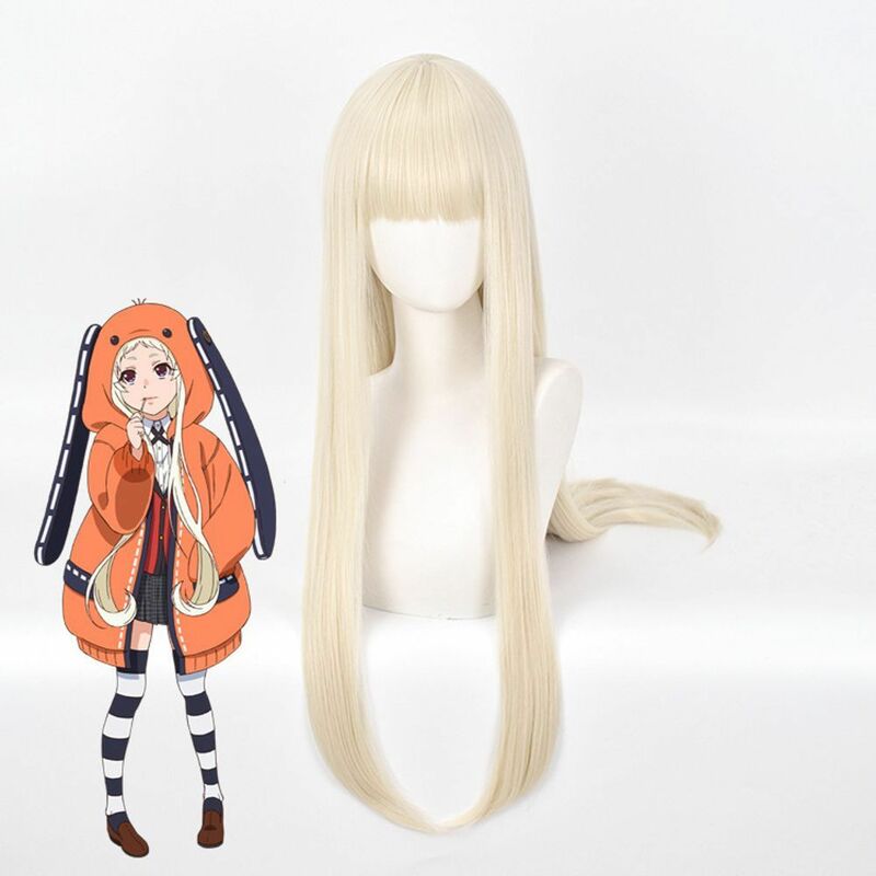 Anime z grzywką, mleczna blond twarz, długie proste włosy Cosplay peruki syntetyczne włosy