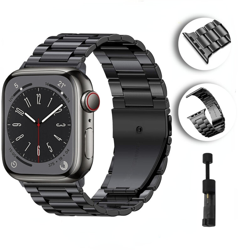 Tali logam untuk Apple watch Ultra/2 49mm 9 8 7 45mm 41mm baja tahan karat gelang high-end untuk iWatch 6 5 4 3 SE 44mm 42mm 40mm