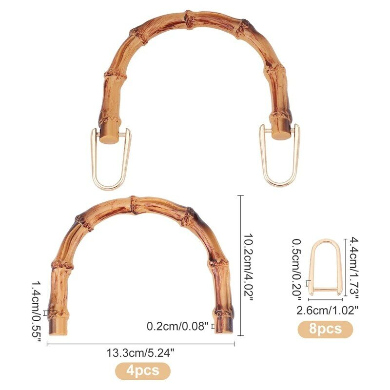U-Shaped Purse Handles Replacement Imitation Bamboo Bag Handles For Crochet Bag Beach Bag Straw Bag DIY Bags Accessories