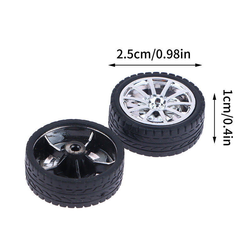 10Pcs Rubber Tire Car Wheels Tire Skin 26MM Wheels DIY Racing Vehicle Toys Car Model Modified Parts（Aperture 2mm）