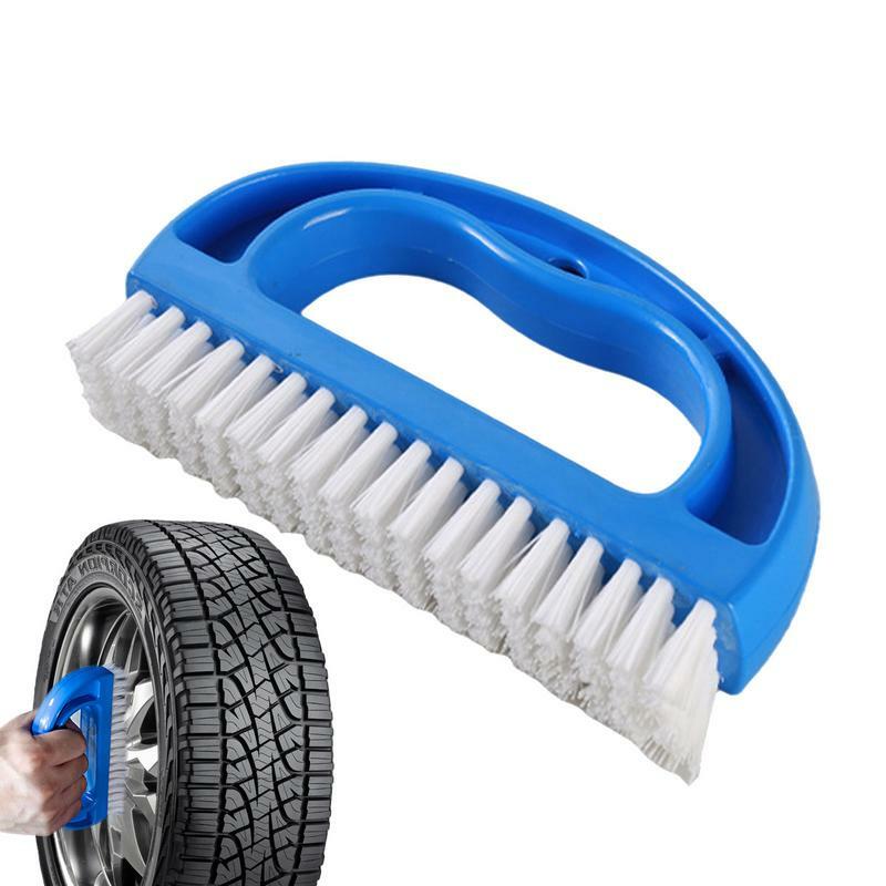 Cepillo de limpieza de neumáticos de coche con cerdas finas, mango curvo, eliminador de polvo, cepillo de fregado, cepillo de alfombra de coche, accesorios de limpieza automática