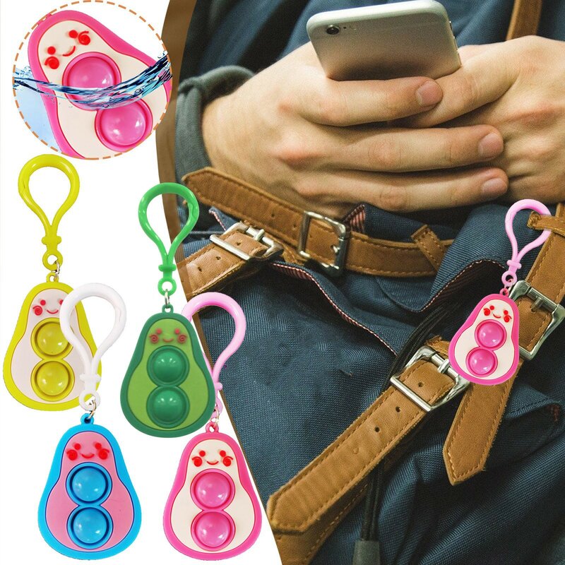 Mini Pop Fidget Toy Pack llavero sensorial Simple Bubble Poping Toys, silicona Squeeze Rainbow Stress alivia la mano Fidget its Toys