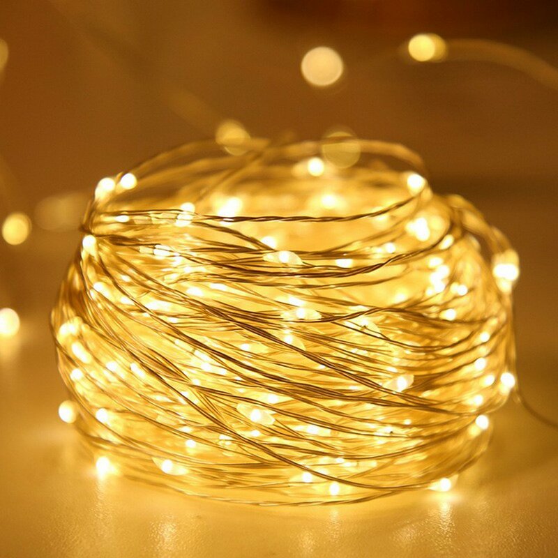 Copper Wire LED String Light, Fairy Guirlanda, luz quente, iluminação do feriado, árvore de Natal, festa de casamento, decoração lâmpada, 2m