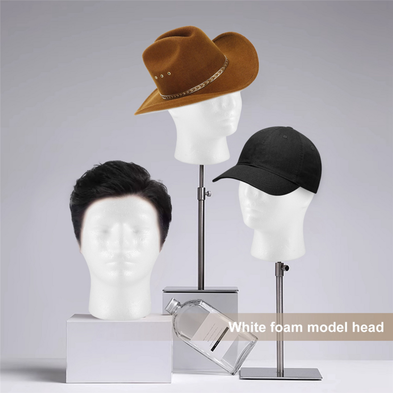 Manequim de isopor Head Stand Modelo, Manequim Masculino e Feminino, Peruca e Chapéu Display, #2, 1X