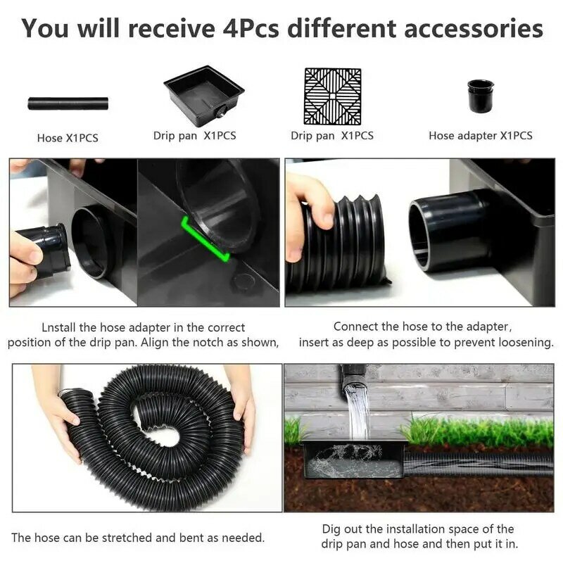 No Dig Flexible Catch Basin Downspout Extension Storm Drain Catch Basin French Drain System Drain Pipe for Garden Yard Lawn