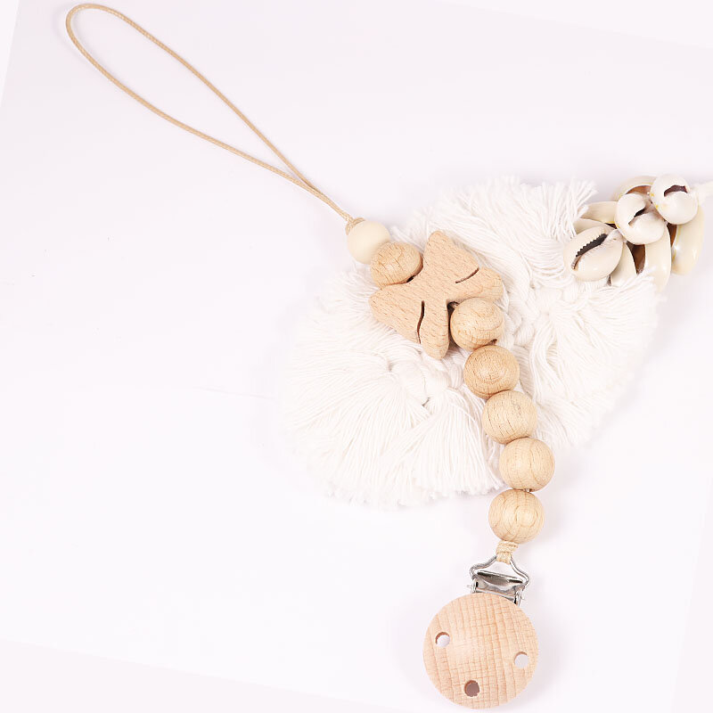 Custom Name Wooden Personalized Baby Pacifier Chain Bead Dummy Nipple Holder Guard Teether Pendant  Newborn Gift Stuff