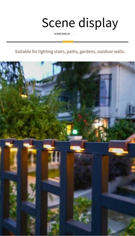 Luci solari da giardino gradini da giardino luci da parete decorative luci da recinzione per scale impermeabili per esterni illuminano automaticamente i