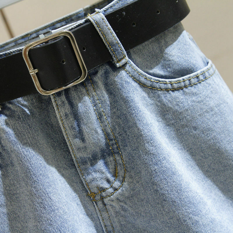 Calção jeans de cintura alta feminina, calça quente, perna larga, versátil, emagrecedor, versão coreana, verão, novo estilo, 2024