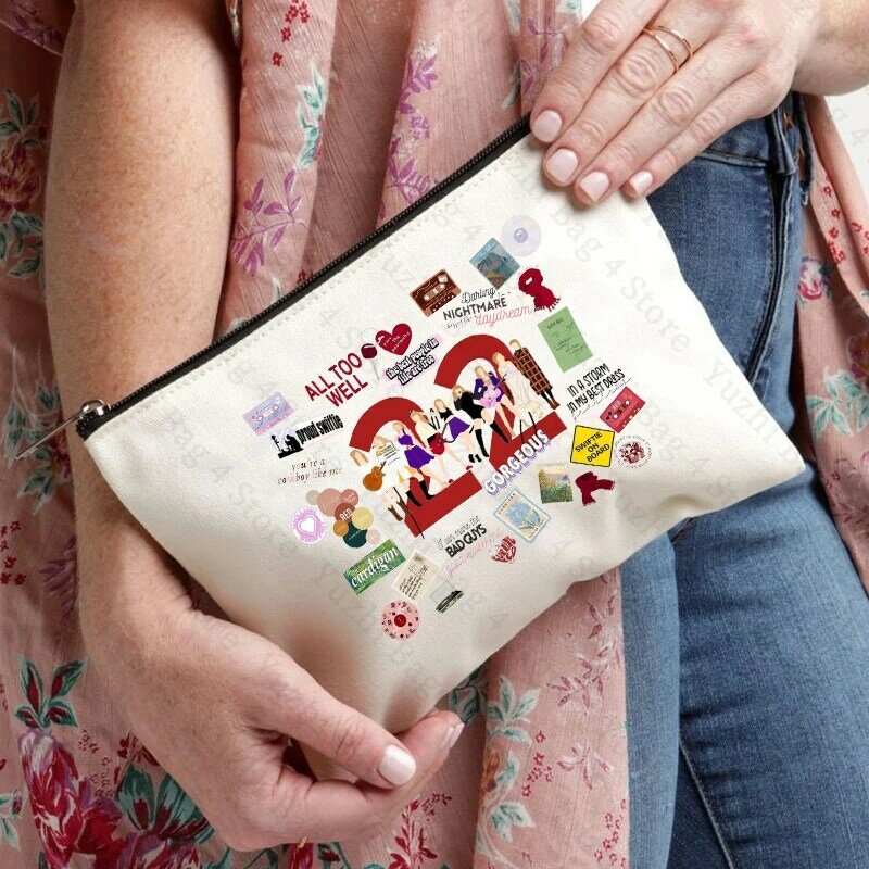 The Ears Tour Pattern Cosmetic Bag Female Makeup Bags Toiletry Pouch Pencil Case Taylor Merch Storage Bag with Zipper