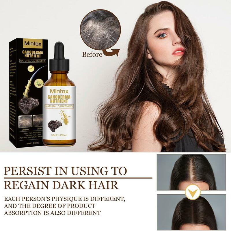 Ganoderma Nutrient Natural Hair Darkening Serum, Grey Hair Reverse, Anti-Greying Hair Serums, Cuidados de Saúde Eficazes, G2I2, 30ml