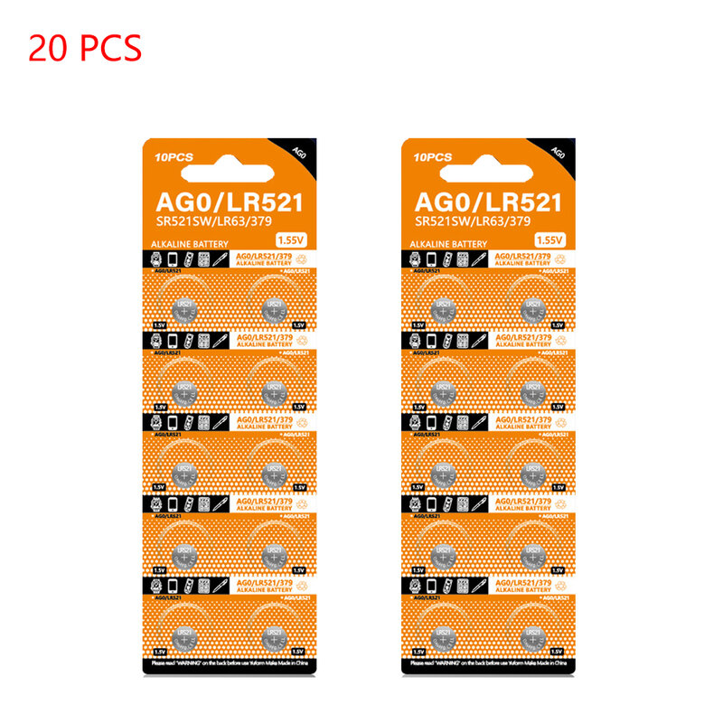 2PCS-50PCS LR521 AG0 Button Batteries SR521SW 379A 379 179 D379 SR63 1.5V Alkaline Coin Cell Silver OxideWatch Battery