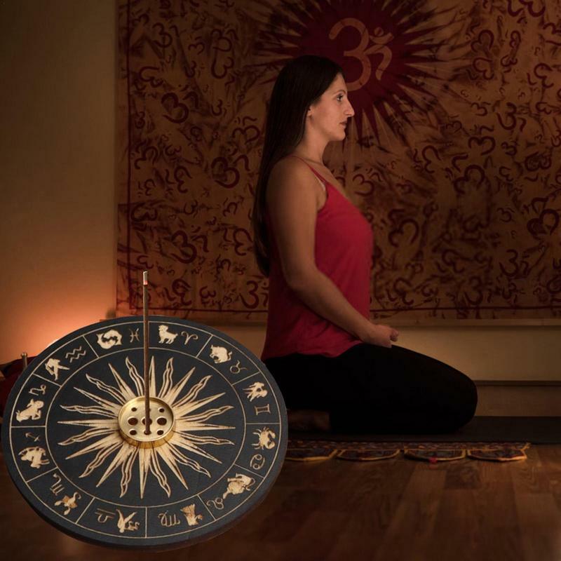 Houten Wierookstokhouder Wierookbrander Geurstokjes Plaat Met 9 Holes Wierookbakje Houder Voor Yoga Meditatie Home Decor