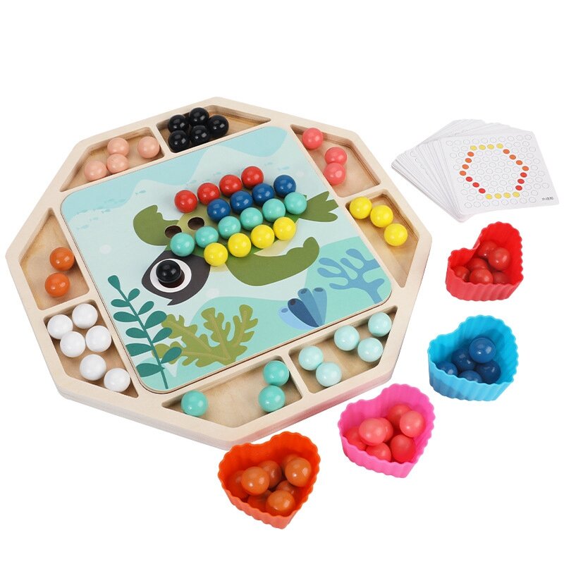 Kids Clip Bead Board Early Education Wooden Puzzle Toy Learning Sorting Stacking Preschool Toys For Boys And Girls
