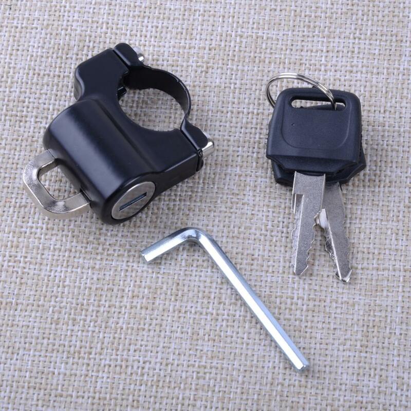 Universal Motorcycle Helmet Security Lock Fit for 22mm-28mm 7/8" Round Tube Handlebar Anti-Theft Multi-function