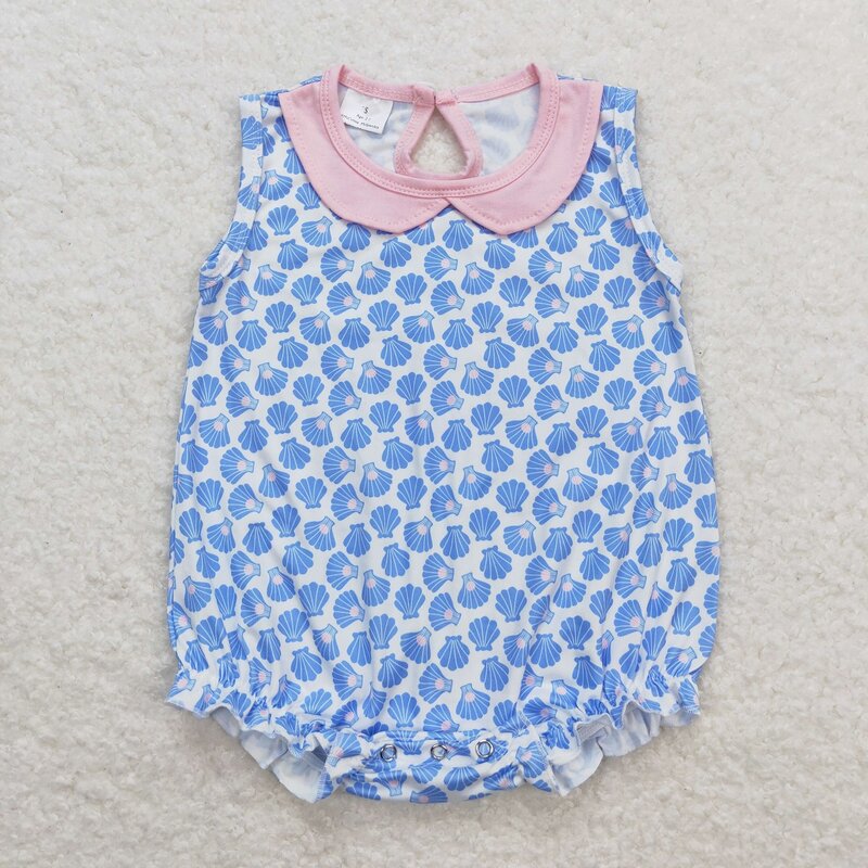 Wholesale Newborn Romper Baby Girl Summer Floral Shells Jumpsuit Kids Toddler Sleeveless Bubble One-piece Clothing