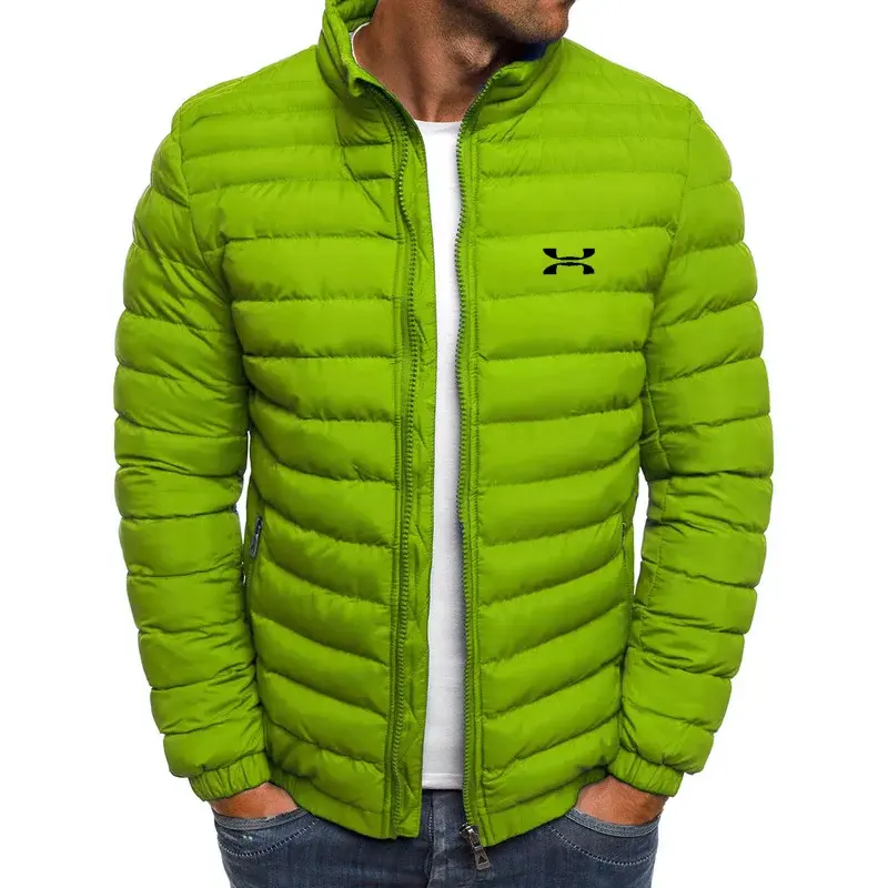 Jaqueta de inverno masculina com gola em pé, casaco quente, casual, beisebol, encaixe apertado, marca, tendência da moda, 2024