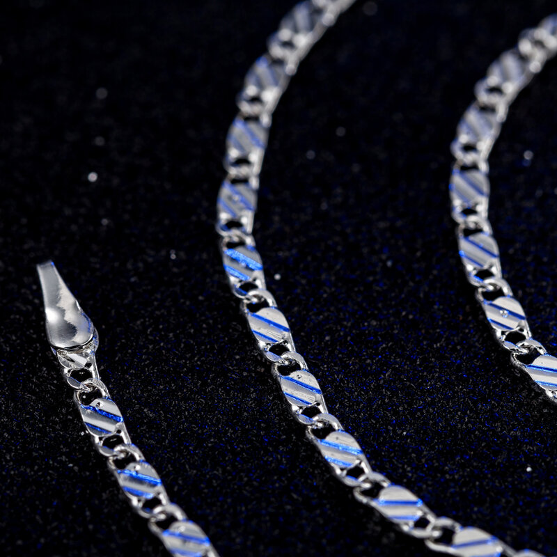 Hot noble 925 Sterling Silver charm 2MM płaskie łańcuszki sięgające obojczyka naszyjniki dla kobiet mężczyzn wedding party biżuteria prezenty świąteczne 40-75cm