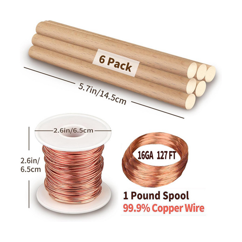 99.9% Pure Copper Wire for Electro Culture Gardening Copper Wire with 6 Stake for Growing Garden Plants and Vegetables