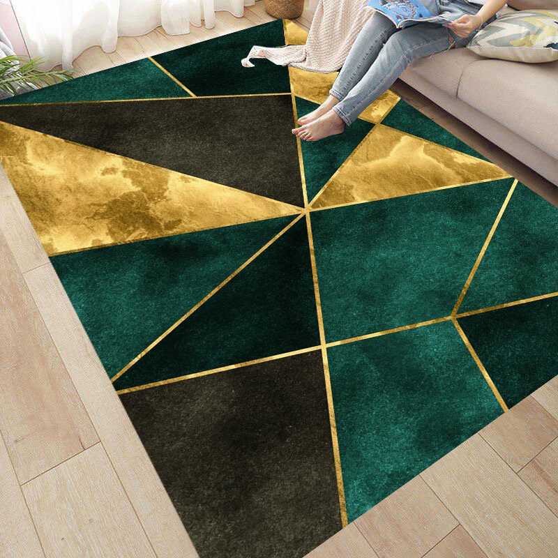 Karpet Pola Marmer Seni Nordic Di Ruang Tamu Anti-selip Pintu Masuk Tikar Berbulu Dekorasi Kamar Tikar Sofa Karpet Area