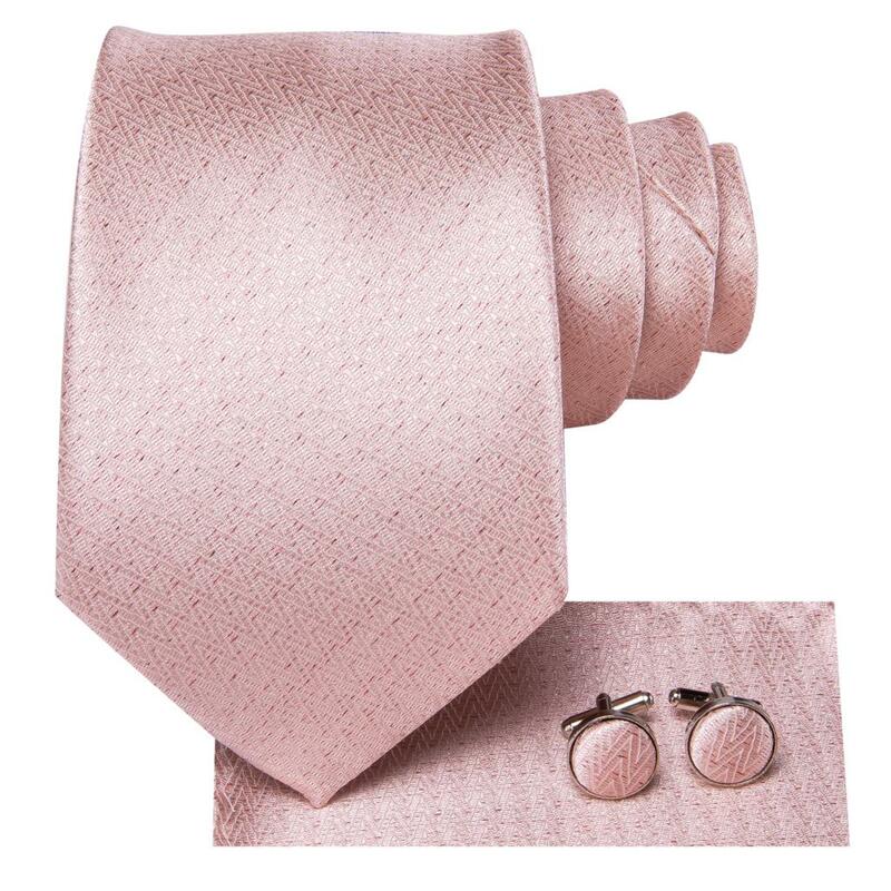 Hi-Tie Peach Pink Coral Solid Mens Silk Wedding Tie Fashion Design elegante cravatta per uomo qualità Hanky Cufflink Business Party