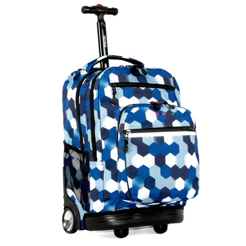Rolling Backpack com Laptop Sleeve para escola e viagens, Block Navy, 20"