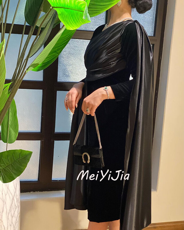 Meiyijia-مغرفة العنق الساتان فستان سهرة ، وشاح كشكش على شكل حرف A ، المملكة العربية السعودية ، ملابس النادي المثيرة ، عيد ميلاد ، الصيف ،