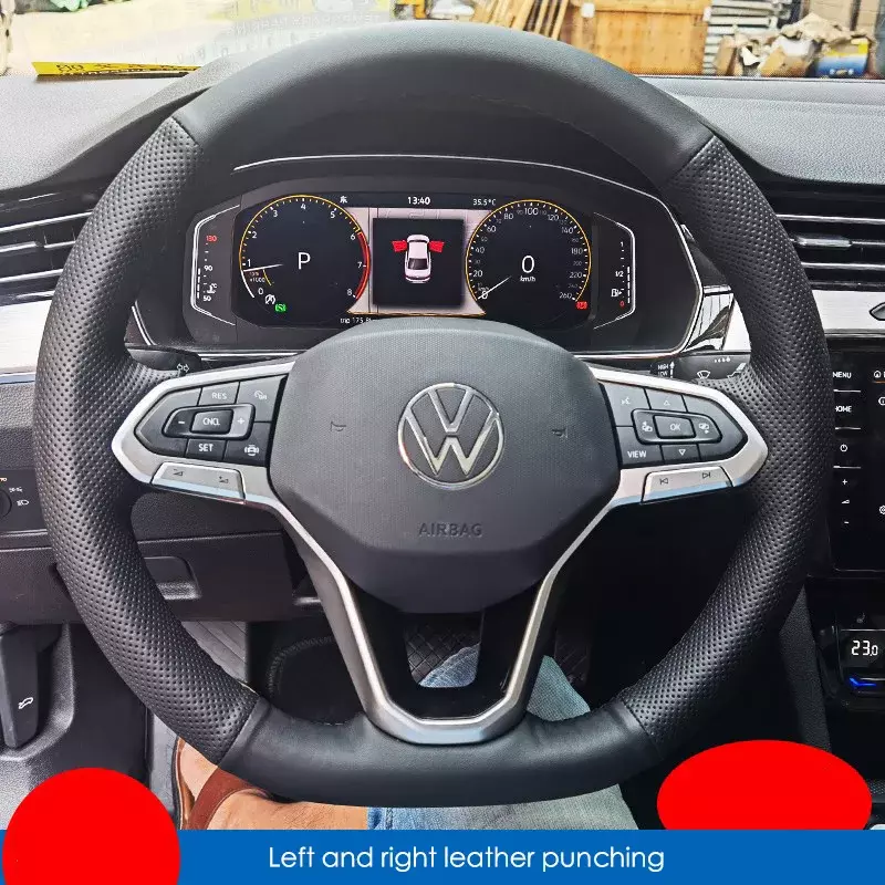 Funda de cuero para volante de coche, accesorio de protección para Interior de coche, para VOLKSWAGEN VW ID.4 ID4 ID.3 ID3