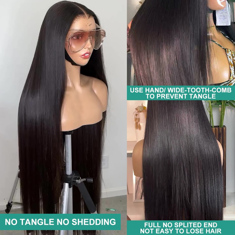 13x6 HD Transparent Lace Closure Wig Pre Plucked With Baby Hair 4x4 360 Lace Frontal Wig Bone Straight Human Hair Wigs For Women