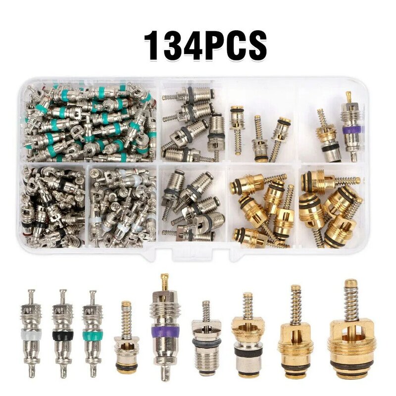 Metal Premium Car Valve - Waterproof And Sunscreen Protection Real No Fading Conditioning Valve Core Car Tire Assortment 134PCS