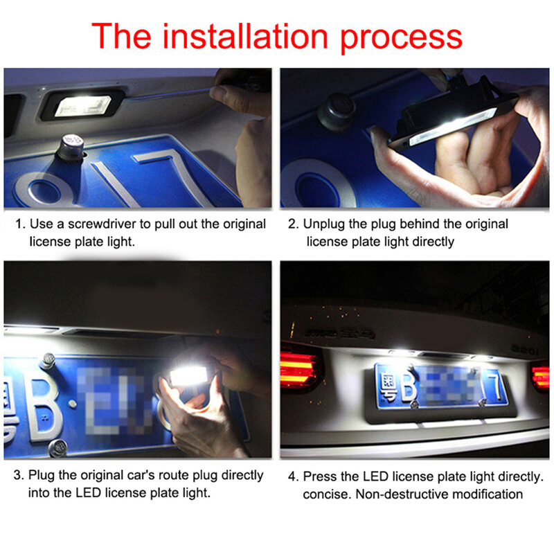 Lampu pelat nomor LED 12V lampu sinyal baca kubah mobil otomatis rakitan lampu depan suku cadang perlengkapan kendaraan mobil C5