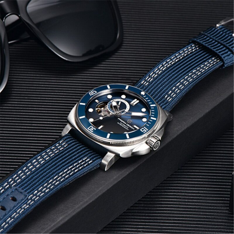 PAGANI DESIGN-Sapphire relógio mecânico esportivo masculino, 200M impermeável, tempo automático, marca de moda, novo, 2024