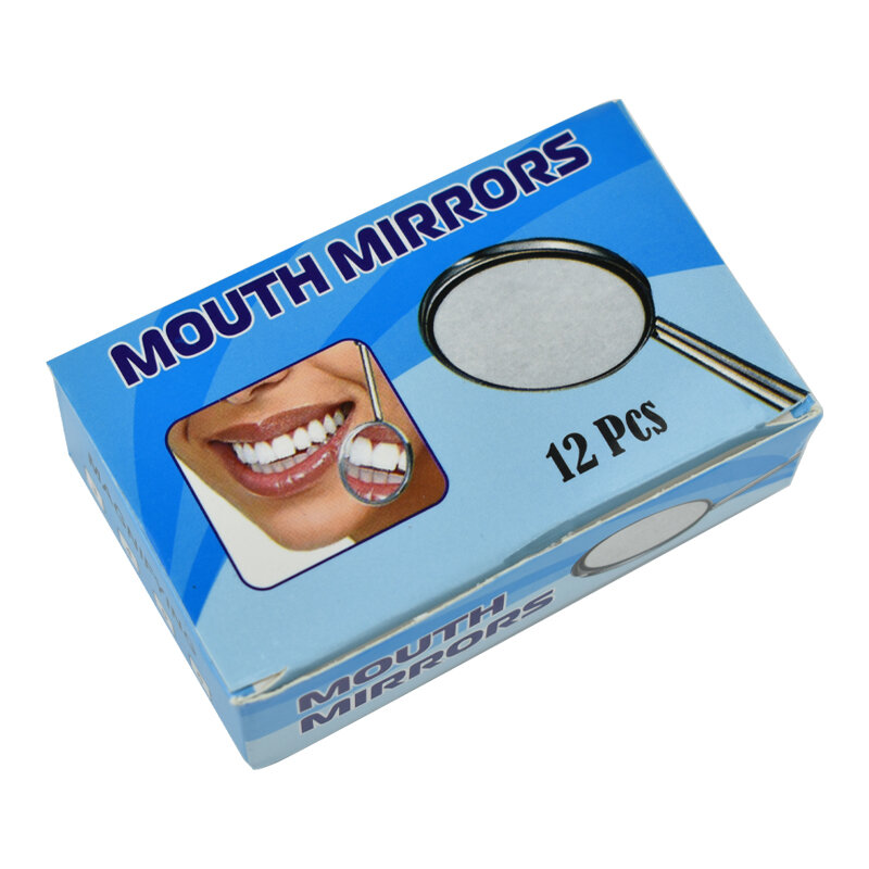 Set Kit peralatan dokter gigi, 12 buah cermin mulut gigi Anti kabut permukaan depan baja tahan karat