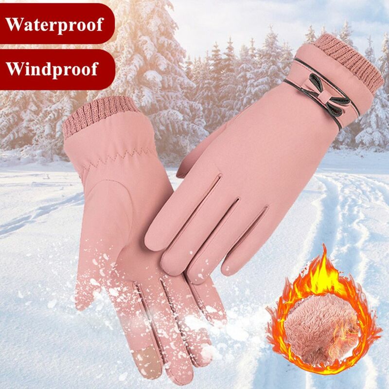 Зимние водонепроницаемые ветрозащитные женские перчатки приятные для кожи Варежки для сенсорного экрана теплые
